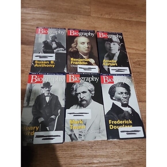 Bundle Of 6 VHS Educational A&E Biography Twin, Franklin, Douglass, Ford, Etc - Picture 1 of 4